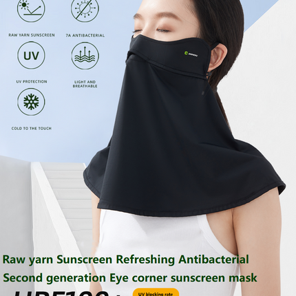 ANNIOU Anti-microbial Eye Protection Angle Sunscreen Mask for Women Upgrade Hanging Ear Ice Silk Breathable Cycling Neck Guard