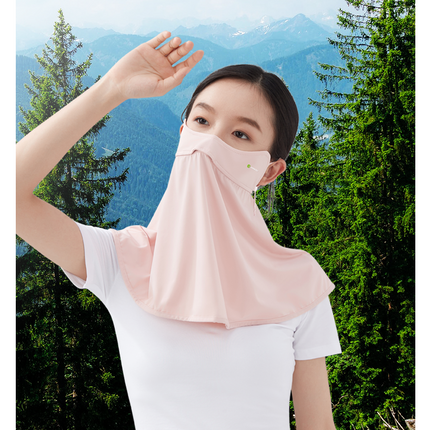 ANNIOU Anti-microbial Eye Protection Angle Sunscreen Mask for Women Upgrade Hanging Ear Ice Silk Breathable Cycling Neck Guard