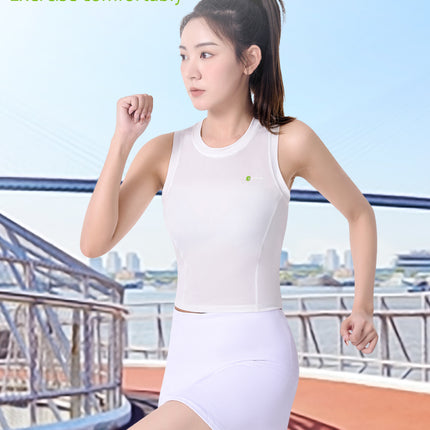 ANNIOU Raw Yarn Sunscreen Sports Vest Quick Dry Antibacterial Ice Silk Fitness Running Sleeveless Crop Yoga Tank Tops for Women