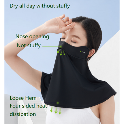 ANNIOU Anti-microbial Eye Protection Angle Sunscreen Mask for Women Upgrade Hanging Ear Ice Silk Breathable Cycling Neck Guard