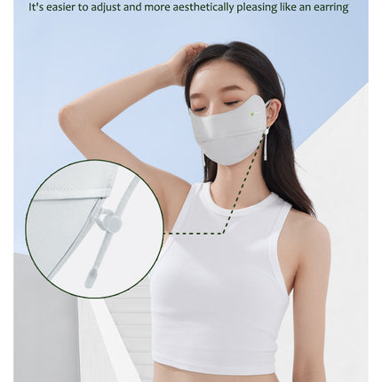 ANNIOU Raw Yarn Sunscreen Mask Women's 7A Antibacterial Eye Protection Corner Summer Lightweight Breathable Ice Silk Face Cover