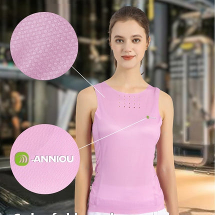 ANNIOU Seamless Yoga Vest Antibacterial Sports Vest for Women Men Breathable Quick Dry Gym Running Fitness Training Tank Top