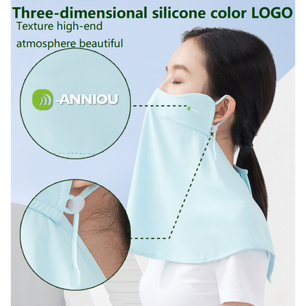 ANNIOU Anti-microbial Eye Protection Angle Sunscreen Mask for Women Upgrade Hanging Ear Ice Silk Breathable Cycling Neck Guard