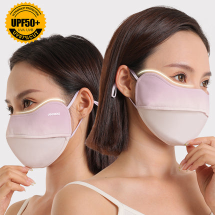 Sidiou Group Gradient Blush Eye Protect Sunscreen Mask Summer Ice Silk Dustproof Breathable Adjustable Ear Rope UV Protection Face Cover