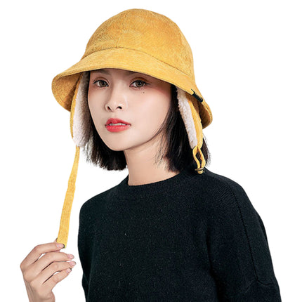 Sidiou Group ANNIOU Casual Autumn Winter Lamb Wool Fisherman Cap Women's Ear Protection Warm Basin Hats Windproof Corduroy Bucket Hat