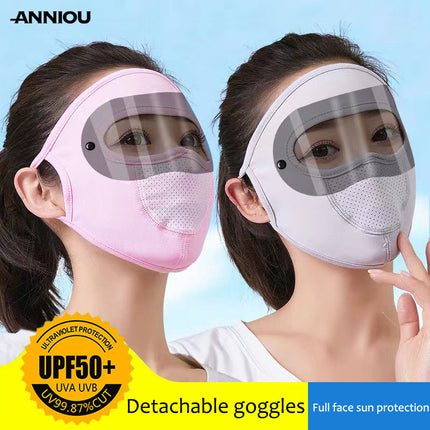 Sidiou Group ANNIOU Summer Thin Ice Silk Sunscreen Face Mask UV Protection Breathable Full Face Mask Windproof Dustproof for Motorcycle Cycling