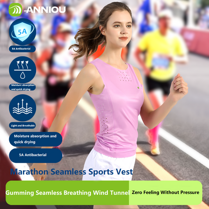 ANNIOU Marathon Elastic Seamless Vest for Unisex Wind Tunnel Anti-bacterial Breathable Fitness Running Quick-drying Tank Tops