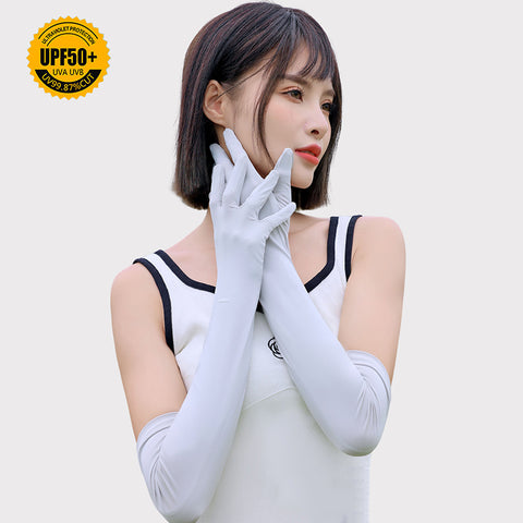 Sidiou Group ANNIOU Summer Women's Anti UV Arm Sleeve with Gloves for Driving Breathable Touch Screen Sun Protection Bike Gloves