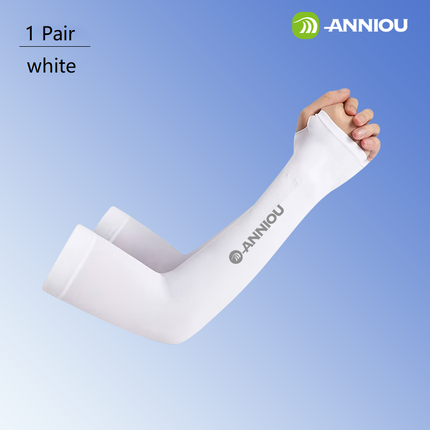 ANNIOU Raw yarn Ice Silk Sun Protection Sleeve for Unisex Sunsrceen Summer Driving Mosquito Repellent Antibacterial Knitted Arm Sleeves