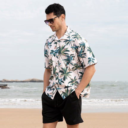 Custom New Hawaiian Floral Shirt For Men Casual Floral Hawaiian Beach Vacation T Shirts Casual Loose Men's Beach Shirt Sets