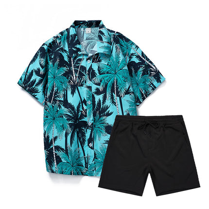 Custom New Hawaiian Floral Shirt For Men Casual Floral Hawaiian Beach Vacation T Shirts Casual Loose Men's Beach Shirt Sets