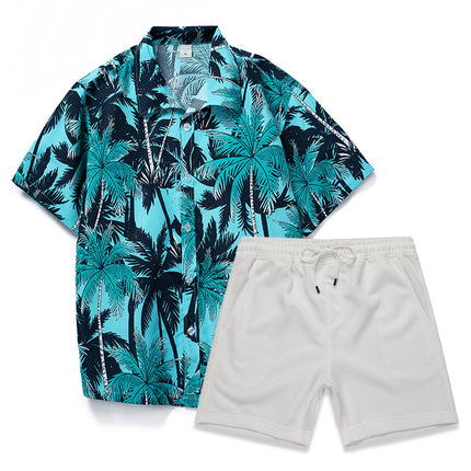 Custom New Hawaiian Floral Shirt For Men Casual Floral Hawaiian Beach Vacation T Shirts Casual Loose Men's Beach Shirt Sets