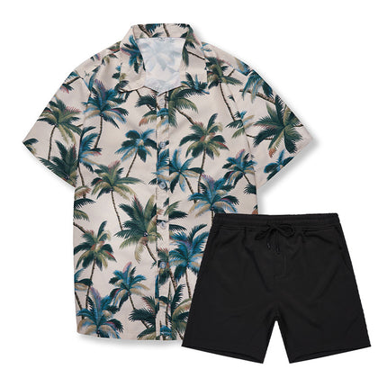 Custom New Hawaiian Floral Shirt For Men Casual Floral Hawaiian Beach Vacation T Shirts Casual Loose Men's Beach Shirt Sets