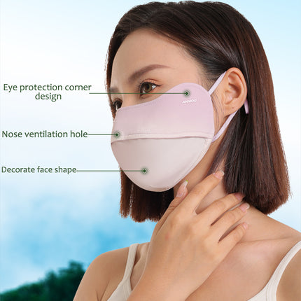 Sidiou Group Gradient Blush Eye Protect Sunscreen Mask Summer Ice Silk Dustproof Breathable Adjustable Ear Rope UV Protection Face Cover