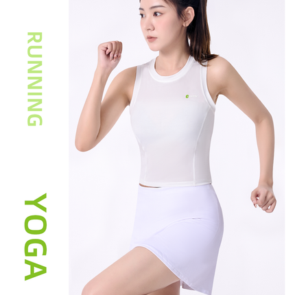 ANNIOU Raw Yarn Sunscreen Sports Vest Quick Dry Antibacterial Ice Silk Fitness Running Sleeveless Crop Yoga Tank Tops for Women