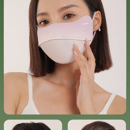 Sidiou Group Gradient Blush Eye Protect Sunscreen Mask Summer Ice Silk Dustproof Breathable Adjustable Ear Rope UV Protection Face Cover