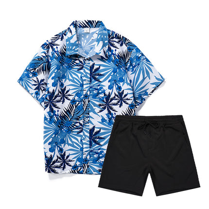 Custom New Hawaiian Floral Shirt For Men Casual Floral Hawaiian Beach Vacation T Shirts Casual Loose Men's Beach Shirt Sets