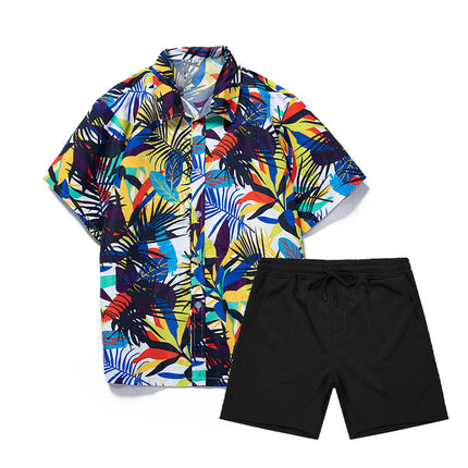 Custom New Hawaiian Floral Shirt For Men Casual Floral Hawaiian Beach Vacation T Shirts Casual Loose Men's Beach Shirt Sets