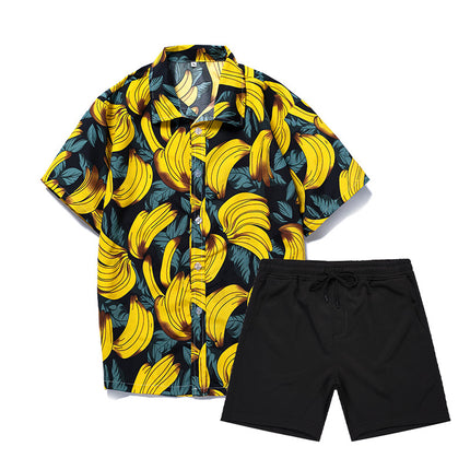 Custom New Hawaiian Floral Shirt For Men Casual Floral Hawaiian Beach Vacation T Shirts Casual Loose Men's Beach Shirt Sets