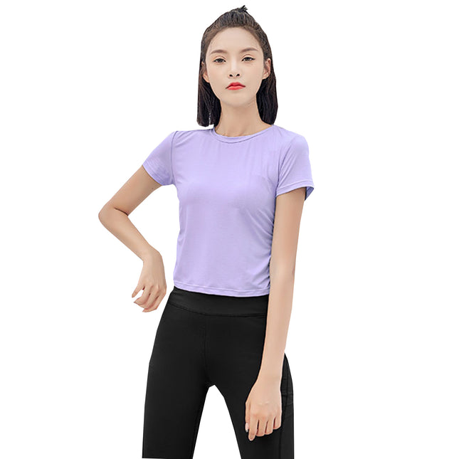 Sidiou Group Anniou Casual Sports T-shirt Women New Summer Irregular Design Quick dry Breathable Sunscreen Solid Color Short-Sleeved Tops