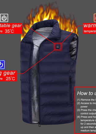 3 area heated gilet temperature settings and instructions