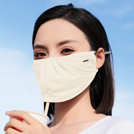 Sidiou Group ANNIOU Anti UV Mask Washable Ice Silk Soft Breathable Woman Sun Protecting Face Cover Outdoor UPF50+ Face Cover Ups