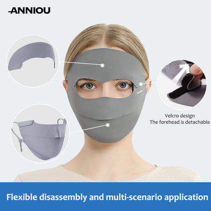 Sidiou Group ANNIOU Sun Protection Ice Feeling Face Mask Removable Full Face Sunscreen Mask Women's UV Protection Breathable Face Cover