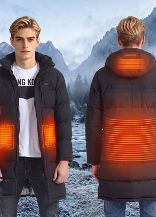 4 area #black Long Heated Quilted Jacket