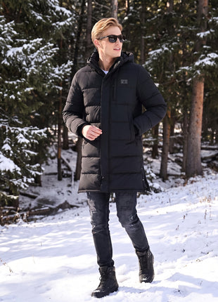 4 area mens #black Long Heated Jacket