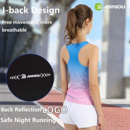 ANNIOU Seamless Marathon Running Quick Drying Vest Yoga Singlet Fitness Anti-bacterial Breathable Sublimation Tank Top Women Men