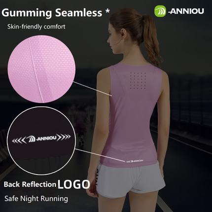 ANNIOU Marathon Elastic Seamless Vest for Unisex Wind Tunnel Anti-bacterial Breathable Fitness Running Quick-drying Tank Tops