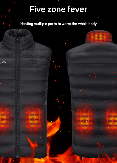 5 area single button heated duck down vest