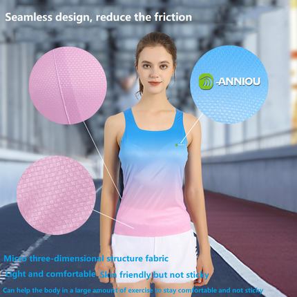 ANNIOU Seamless Marathon Running Quick Drying Vest Yoga Singlet Fitness Anti-bacterial Breathable Sublimation Tank Top Women Men