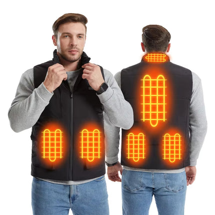 6 part men black heating vest