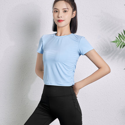 Sidiou Group Anniou Casual Sports T-shirt Women New Summer Irregular Design Quick dry Breathable Sunscreen Solid Color Short-Sleeved Tops