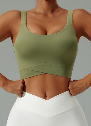 Army Green High Shockproof Push-Up Sports Bra