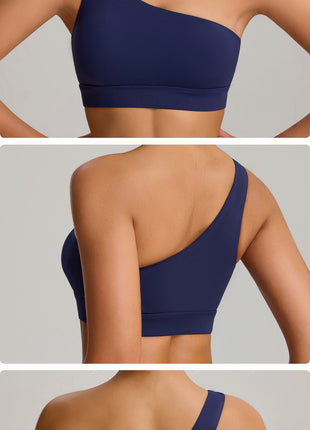 Asymmetrical Shoulder Shockproof Sports Bra Display