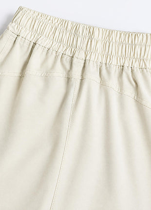 Back hip seam design of #ivory high rise running shorts