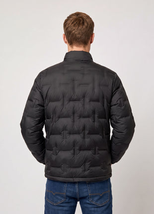 Back of #Black Mens Heated Duck Down Jacket