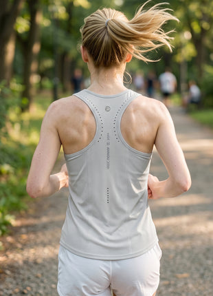 Back of Light grey Womens Quick Dry Antibacterial Tank Top