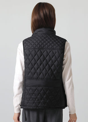 Back of Women's Black 9 Area Smart Heated Gilet