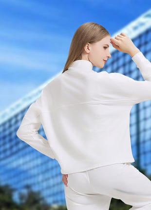 Back of Women's Long Sleeve Stand Collar Sweatshirt