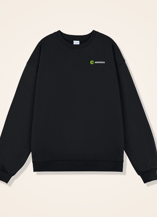 Black 450GSM Terry Drop Shoulder Crewneck Sweatshirt