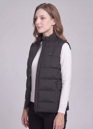 #Black Full Zip up Women's Heated Puffer Vest 