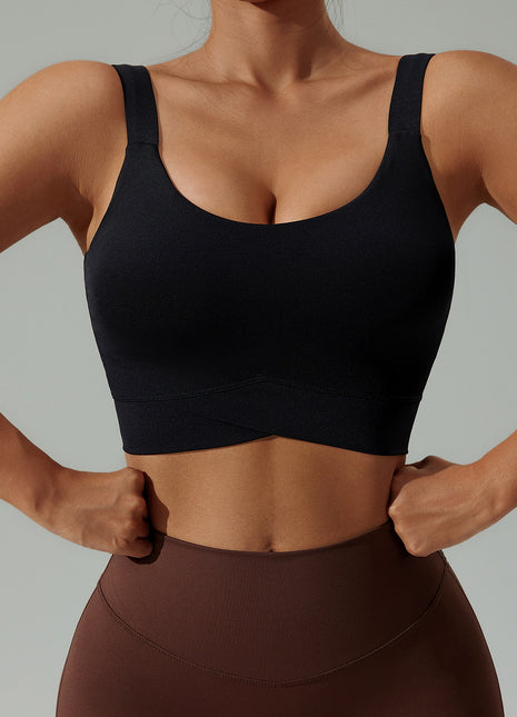 Black High Shockproof Push-Up Sports Bra