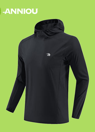 Black Lightweight Quick Dry Fitness Hooded Pullover