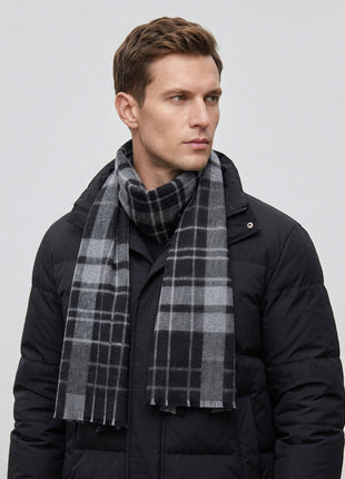 #Black Men Classic Plaid Scarf