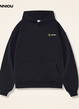 Black Men's 380g Heavyweight Pullover Hoodies