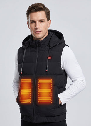  #Black Men's Hooded Winter Heated Gilet