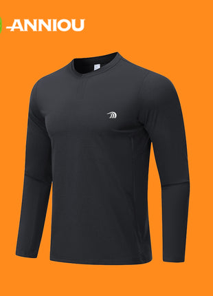 Black Men's Long-sleeved Quick-drying Sweatshirt